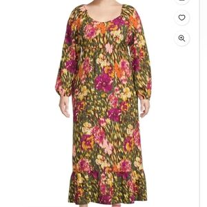 Terra And Sky Womens Floral Maxi Dress 1X